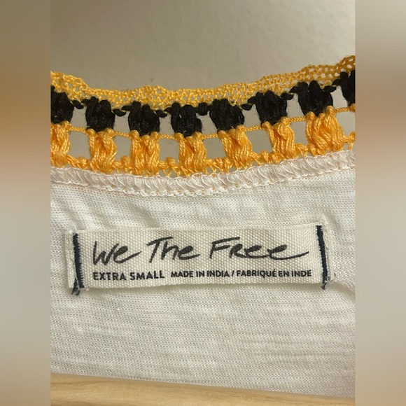 Free People Bora Bora Crochet Racerback Tank Top Cream Yellow Black size xs - Picture 6 of 15